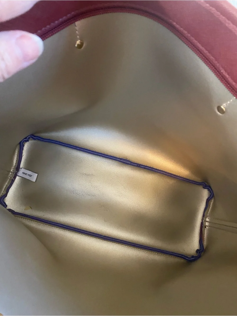 Nine West Wine Saffiano Hobo with Gold Charm
